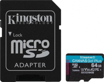 Kingston Canvas Go! Plus R170/W70 microSDXC 64GB Kit, UHS-I U3, A2, Class 10 (SDCG3/64GB)