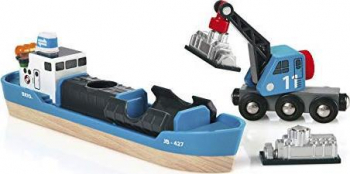 BRIO-World Containerschiff mit Kranwagen