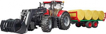 bruder-Case IH Optum 300CVX mit Frontlader und Ballentransportanhänger
