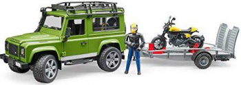 bruder-Land Rover Defender mit Anhänger, Scrambler Ducati Full Throttle