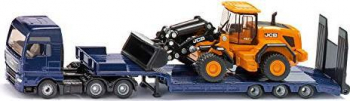SIKU-SUPER MAN LKW mit Tieflader und JCB Radlader, Modellfahrzeug
