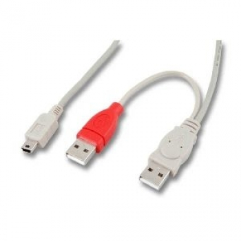 USB 2.0 Y-Kabel (2xA/MiniB) 1m