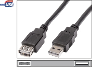 USB 2.0 Verlängerung (A-A) (M-W), 5,0m, schwarz