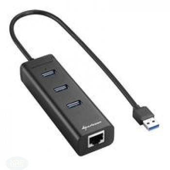 Sharkoon 3-PORT USB 3.0 ALU +RJ45 BLACK