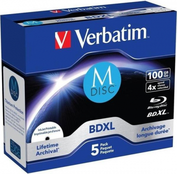 Verbatim M-DISC BD-R XL 100GB 4x, 5er Jewelcase Wide Inkjet printable