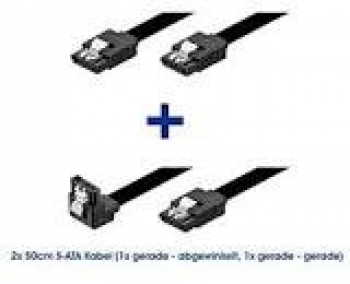 SATA Kabel 2-er Pack/50cm/schwarz/1x gerader + 1x gewinkelter Anschluss/ 6GB/s