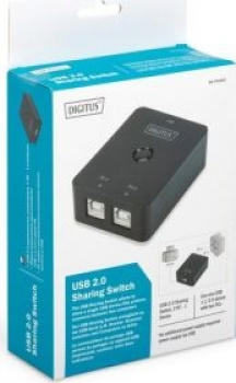 Digitus KVM USB-B 2.0 Sharing Switch, 2-fach/2PC -> 1 Peripheriegerät