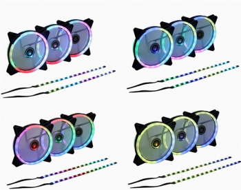 RGB LED Lüfter 140mm+Stripes/RF-Controller