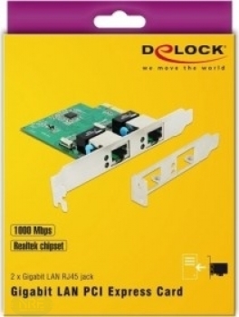DeLOCK 2x RJ-45, PCIe 2.0 x1