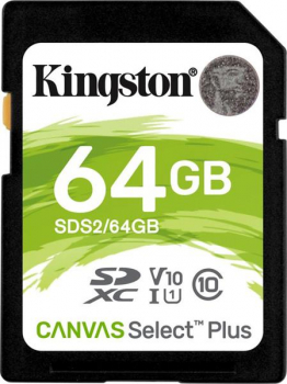 Kingston Canvas Select Plus R100 SDXC 64GB, UHS-I U1, Class 10 (SDS2/64GB)