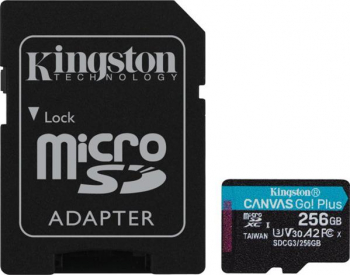 Kingston Canvas Go! Plus R170/W90 microSDXC 256GB Kit, UHS-I U3, A2, Class 10 (SDCG3/256GB)