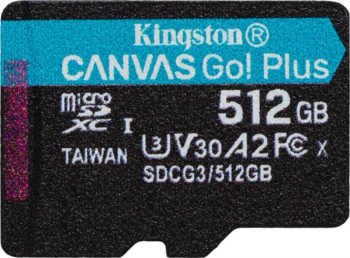 Kingston Canvas Go! Plus R170/W90 microSDXC 512GB, UHS-I U3, A2, Class 10 (SDCG3/512GBSP)