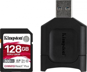 Kingston Canvas React Plus R300/W260 SDXC 128GB Kit, UHS-II U3, Class 10 (MLPR2/128GB)