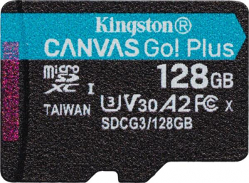 Kingston Canvas Go! Plus R170/W90 microSDXC 128GB, UHS-I U3, A2, Class 10 (SDCG3/128GBSP)