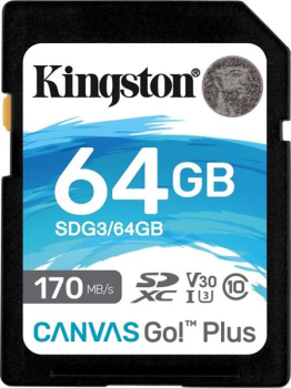 Kingston Canvas Go! Plus R170/W70 SDXC 64GB, UHS-I U3, Class 10 (SDG3/64GB)