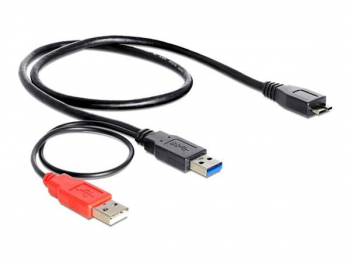 DeLOCK USB 3.0 Y-Kabel, 2x A/Micro-B
