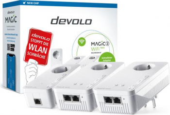 devolo Magic 2 WiFi next Multiroom Kit, G.hn, 2.4GHz/5GHz WLAN, 2x RJ-45, 3er-Bundle (8625 / 8630 / 
