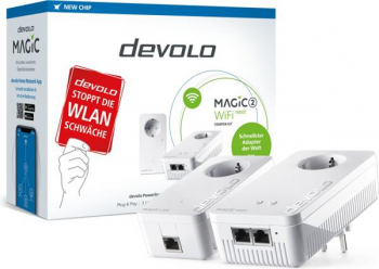 devolo Magic 2 WiFi next Starter Kit, G.hn, 2.4GHz/5GHz WLAN, 2x RJ-45, 2er-Bundle (8614 / 8622 / 86