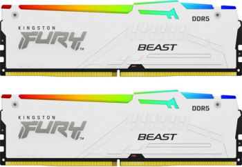 Kingston FURY Beast RGB weiß Kit 64GB/DDR5-6000/CL40-40-40/on-die ECC