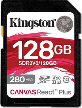 Kingston Canvas React Plus V60 R280/W100 SDXC 128GB/UHS-II U3/Class 10