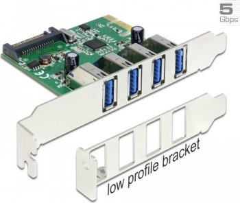 DeLOCK 4x USB-A 3.0, PCIe 2.0 x1/4x extern