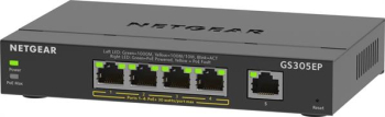 Netgear SOHO GS300 Desktop Gigabit Smart Switch/5-Port/5x RJ-45/63W PoE+