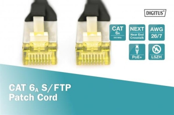 Patchkabel digitus CAT6a S/FTP/schwarz/0.5m