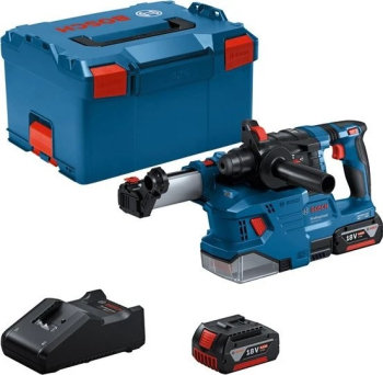 Bosch Professional GBH 18V-22 Akku-Bohrhammer inkl. L-Boxx + 2 Akkus 4.0Ah + Absaugeinheit