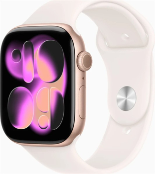 Apple Watch Series 11 46mm Aluminium rosegold mit Sportarmband M/L blassrosa