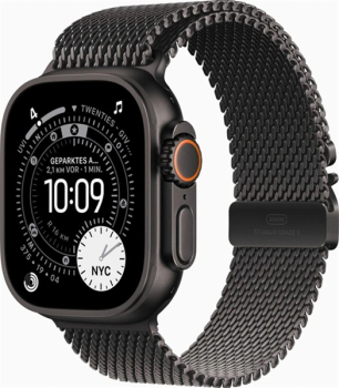 Apple Watch Ultra 3 schwarz mit Milainaise-Armband Large schwarz