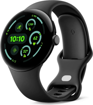 Google Pixel Watch 3 45mm Matte Black mit Sportarmband Obsidian